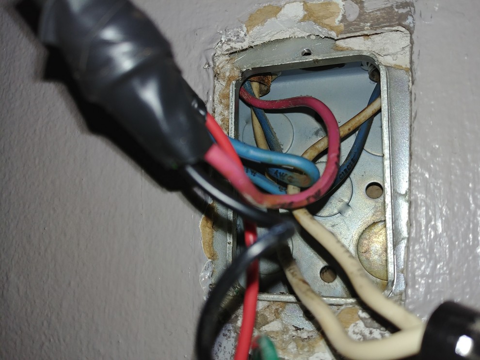 Red, blue, white wires in Light switch