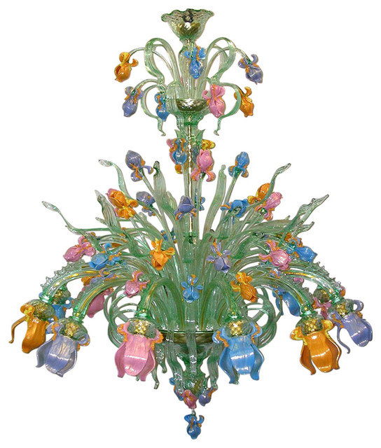 Iris Verde Murano Glass Chandelier