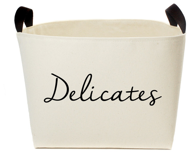 Delicates Canvas Laundry Basket Contemporary Hampers by A