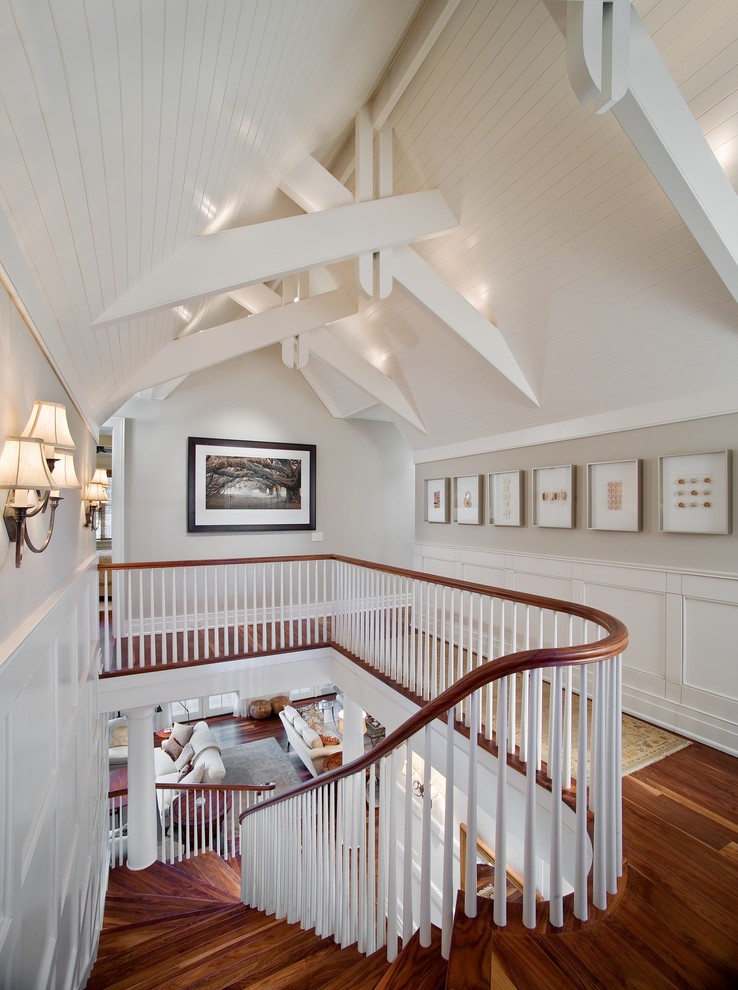 Design ideas for a traditional hallway in Charleston with white walls.
