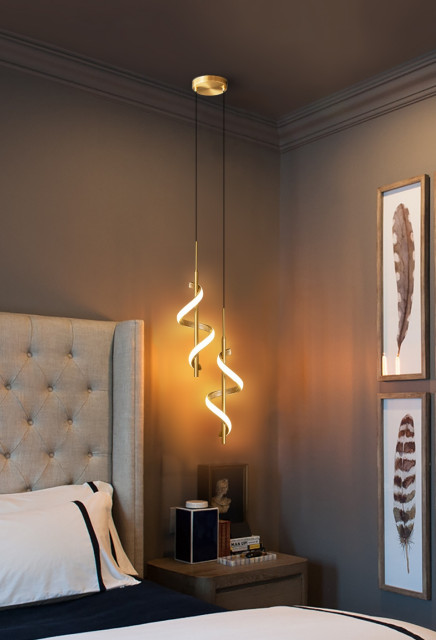 MIRODEMI® Tovo San Giacomo | Ribbon Design Chandelier for Bedroom, Gold, B, Cool Light