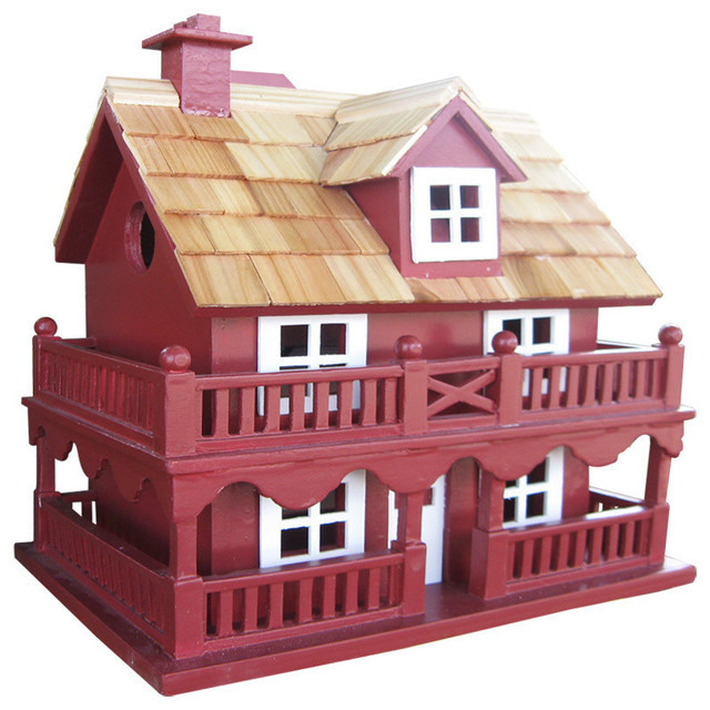 Novelty Cottage Birdhouse, Candy Apple Red