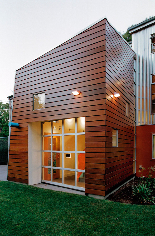 Photo of a modern exterior in Seattle with wood siding.