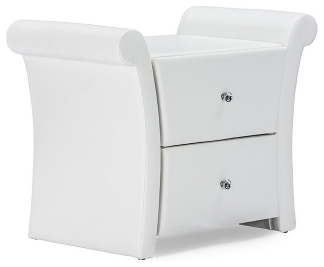 Urban Designs Victoria Matte White Leather 2 Storage Drawers