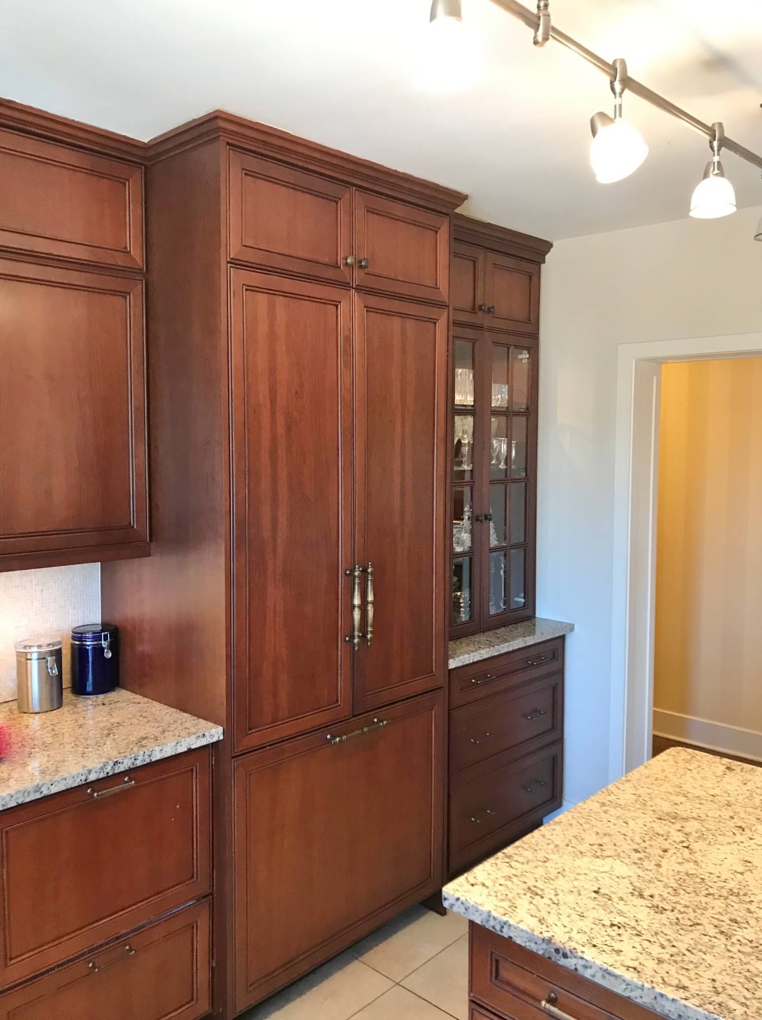 Cherry Kitchen with Stacked Upper Cabinets