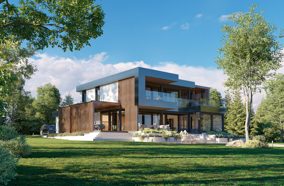 Дом в стиле хайтек по проекту Даймонд-Бей 390м²