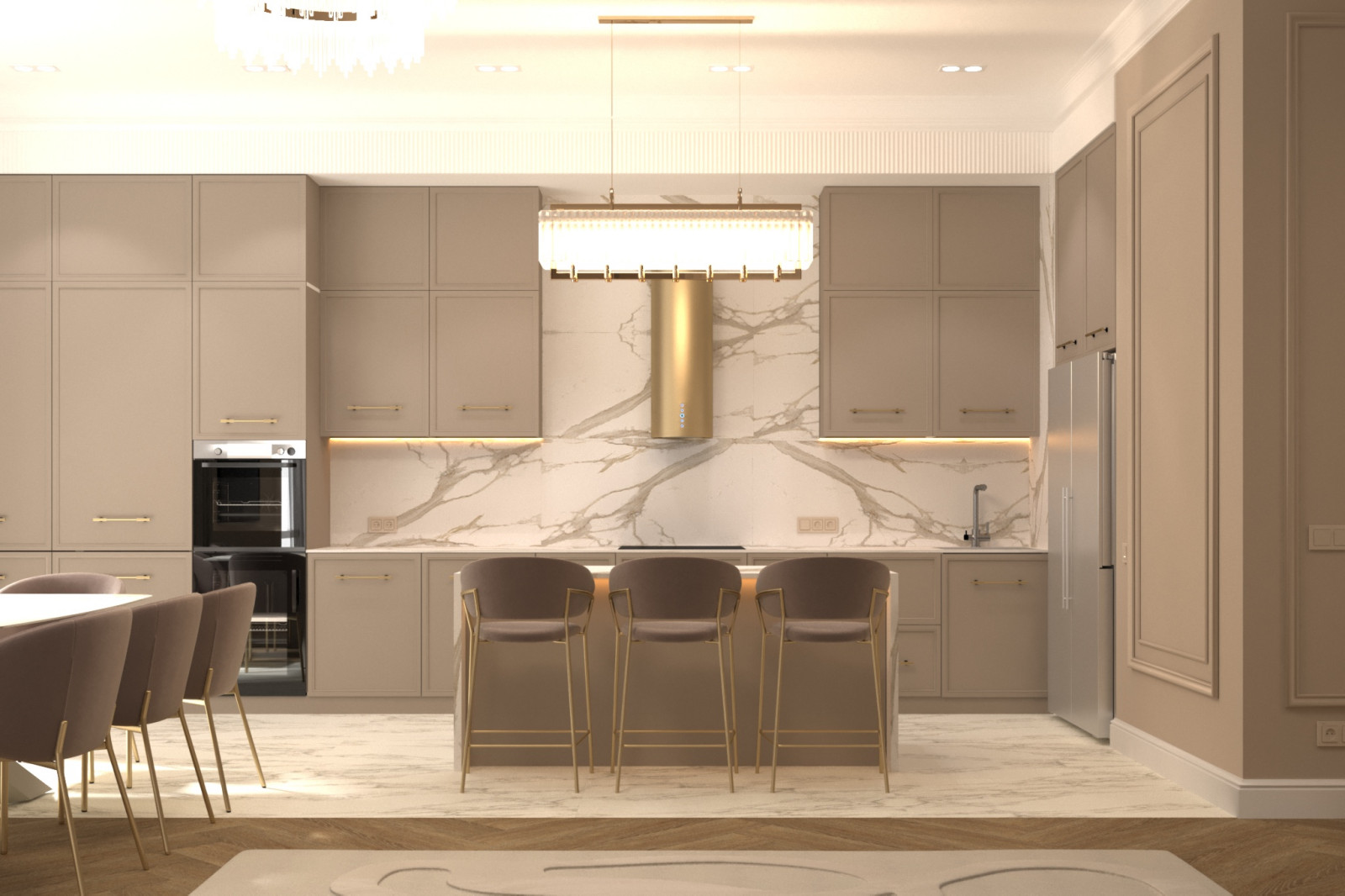 Кухня-гостиная в квартире 160 м2 в ЖК LIVE-Кутузовский.