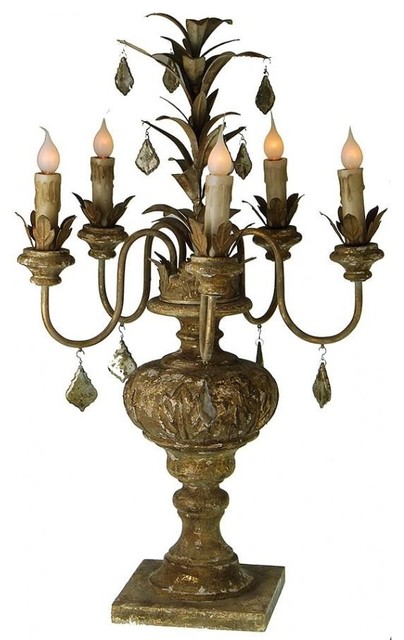 Candelabra Candleholder Candlestick Oxidized Gold Distressed Painted
