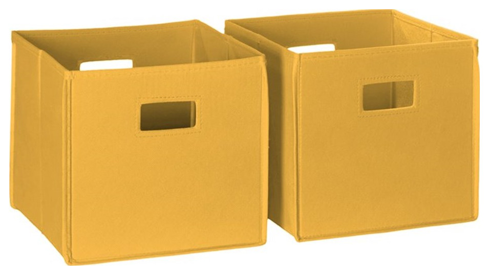 RiverRidge 2Piece Traditional Fabric Folding Storage Bin Set in Golden