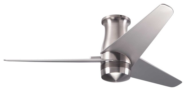 Modern Fan Velo Flush Dc Bright Nickel 48 Nickel Blades Flush Mount Ceiling Fan