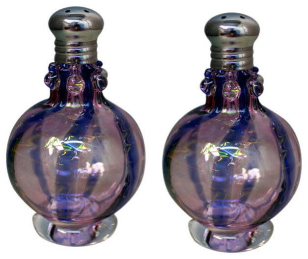 Festival Swirl Purple Salt and Pepper Shaker Set Contemporary Salt