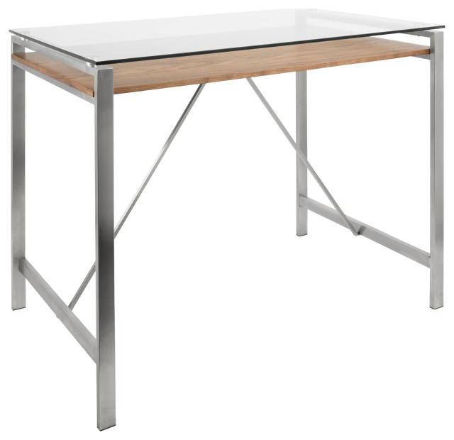 LumiSource Hover Counter Table With Brushed Stainless Steel Frame