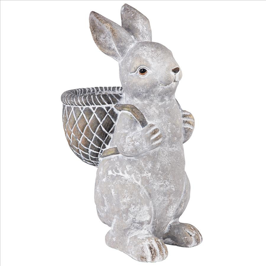 Design Toscano Rabbit With Basket Backpack Statue Farmhouse Garden