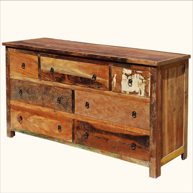 Rustic Reclaimed Wood Handcrafted 7 Drawer Dresser