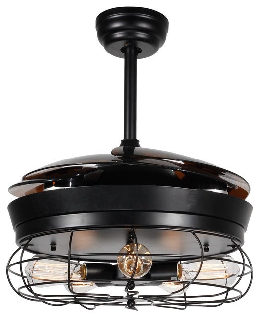 Industrial Metal Black Chandelier With 5 Light Ceiling Fan