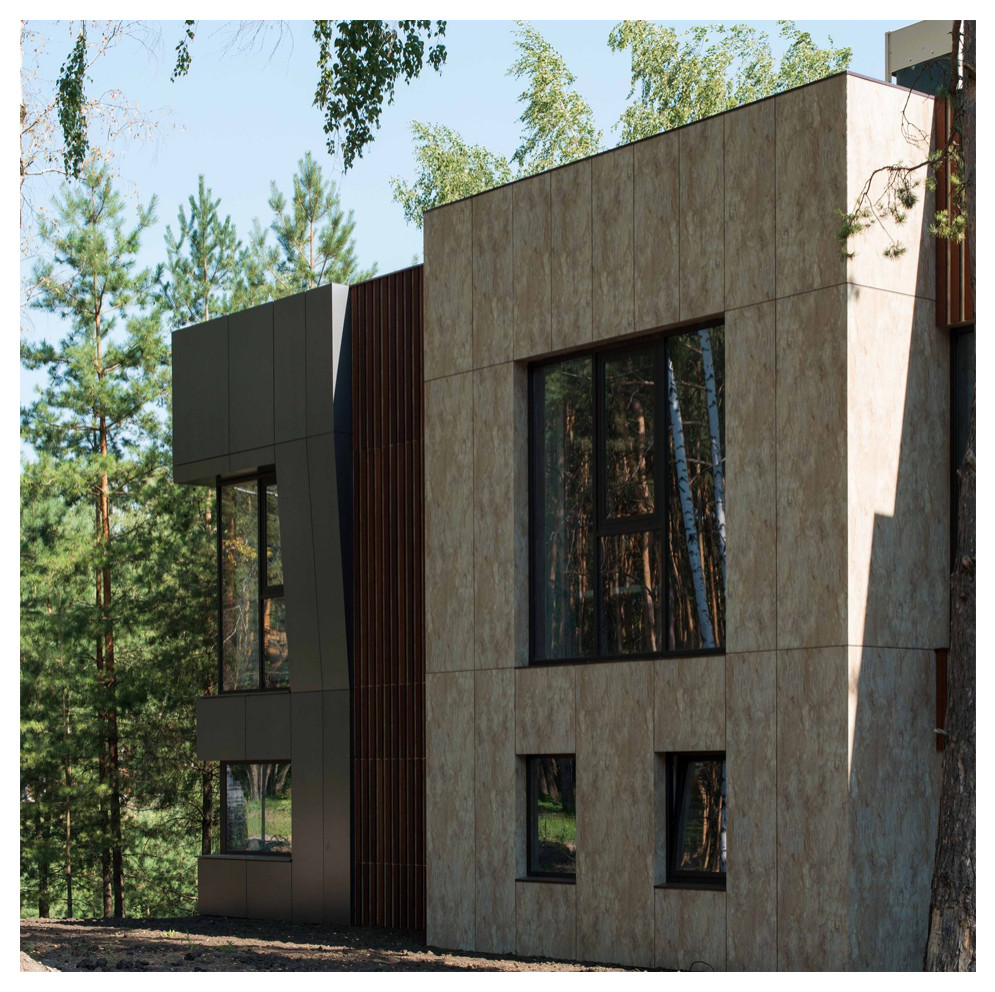 Фасад из крупноформатных панелей HPL