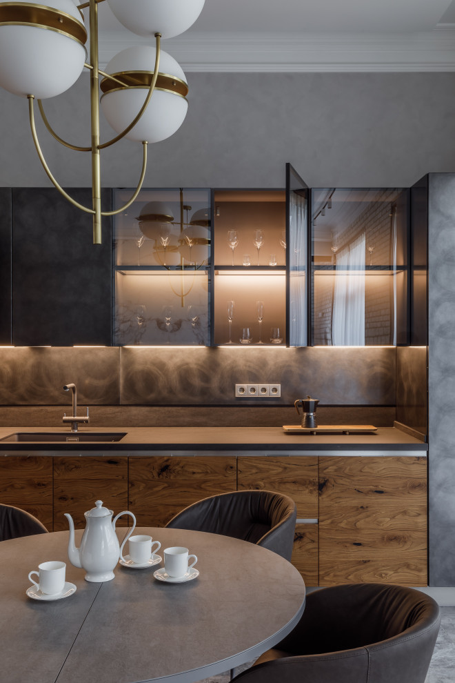 Кухня из шпона для гостевого дома