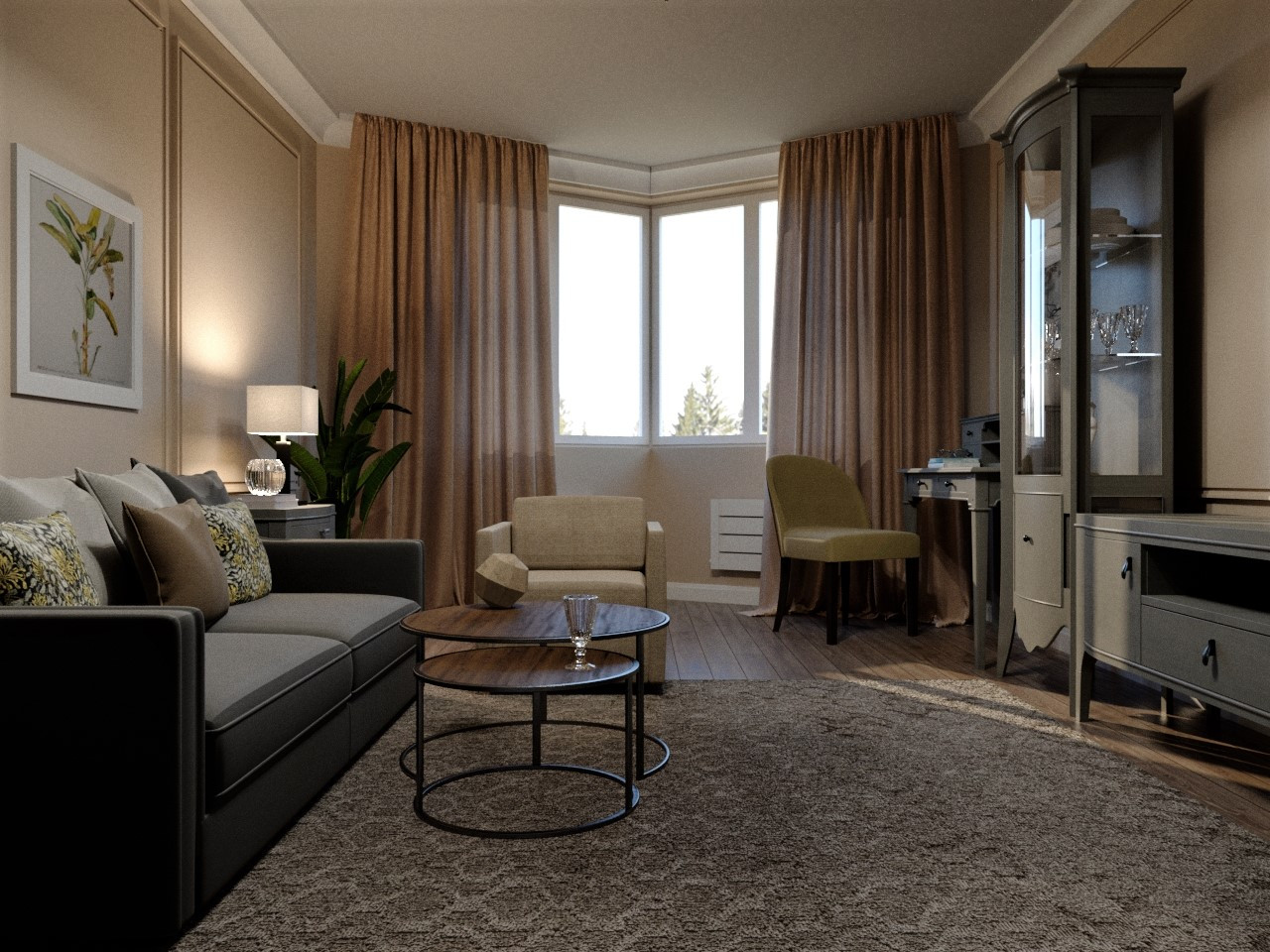 Гостиная 21 кв м для двух поколений семьи