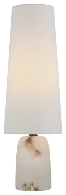 Jinny Medium Table Lamp in Alabaster with Linen Shade
