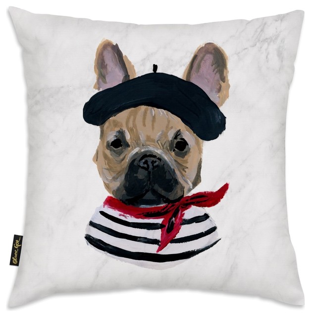 Oliver Gal "French Frenchie" 18"x18" Pillow