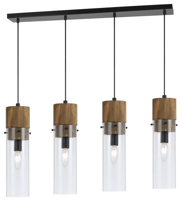 4 light ORB dark bronze vanity with clear straight glass