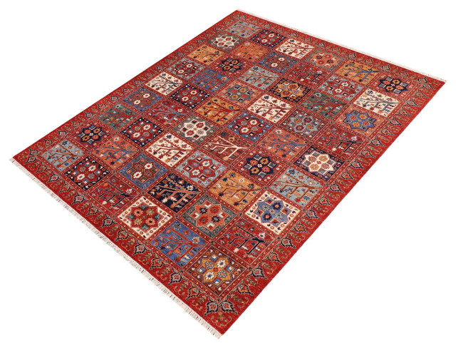 Oriental Ziegler Georgian Rust Blue Hand-Knotted Wool Rug - 9'0'' x 11 ...
