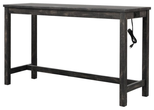 Yosef 60" Rectangular Bar Table With 2 USB Ports/Electrical Outlet, Charcoal