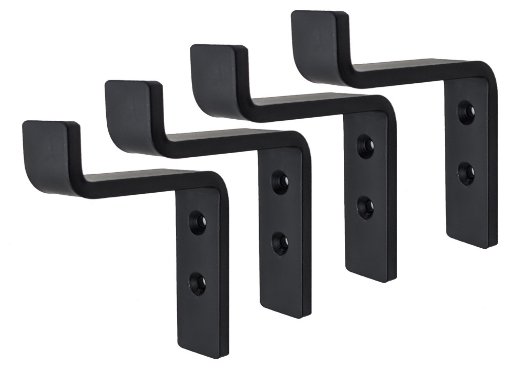 (4) Single Coat Hook B Black Steel Iron Modern Farmhouse Rustic
