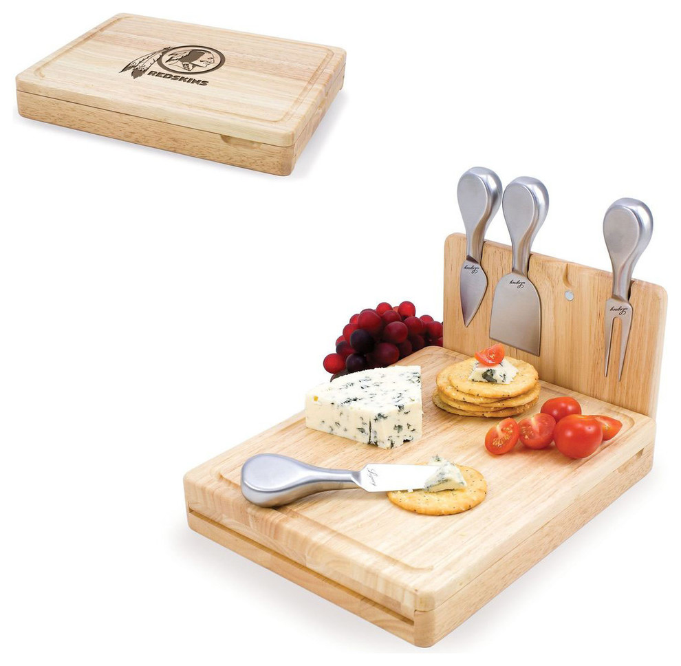 Washington Redskins Asiago Folding Cutting Board With Tools in Natural Wood