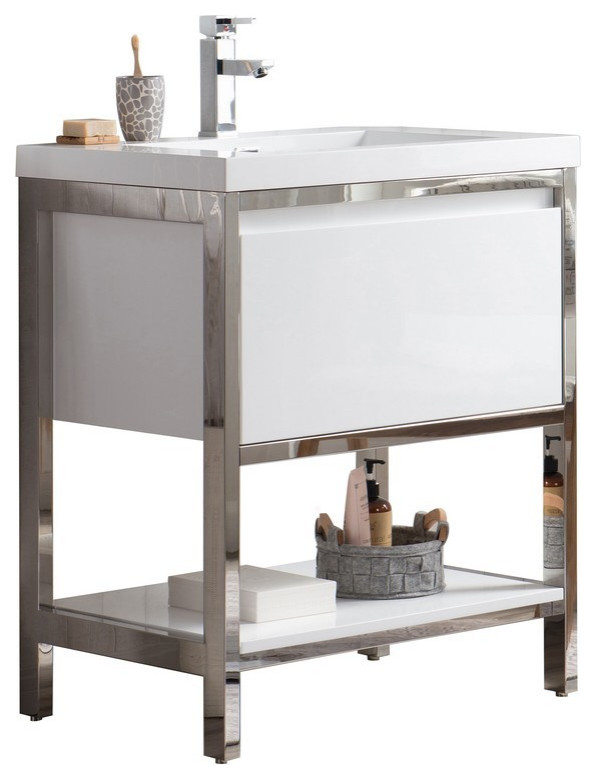 Laker 30 Free Standing Chrome Frame Vanity Contemporary Bathroom