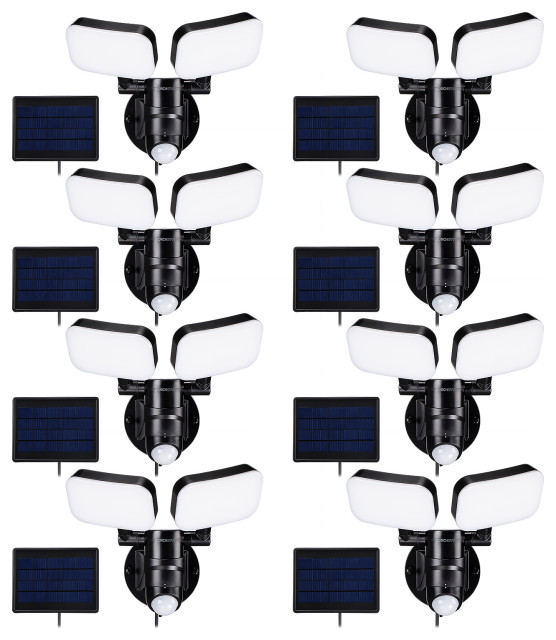 8Pack LED Solar Outdoor Security Lights With Motion Sensor, 6500K