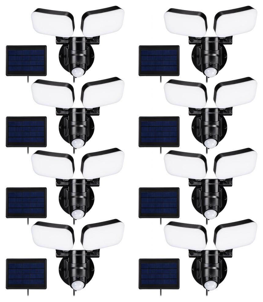 8Pack LED Solar Outdoor Security Lights With Motion Sensor, 6500K