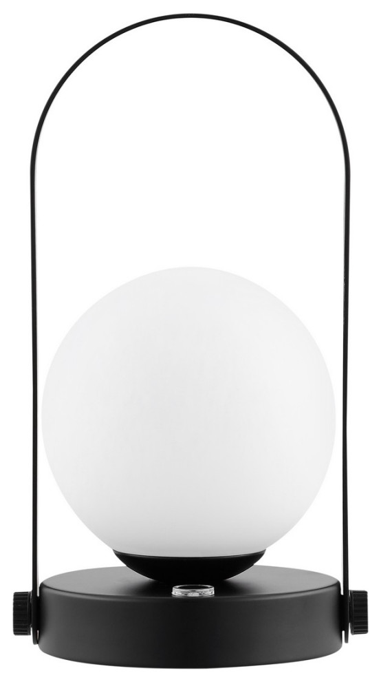 Safavieh Meira Rechargeable LED Table Lamp Black Iron/White Glass