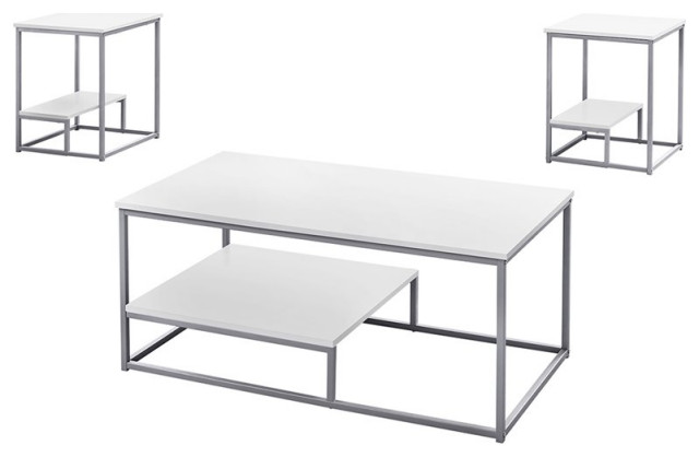Monarch 3 Piece Coffee Table Set In, 3 Piece Coffee Table Set White