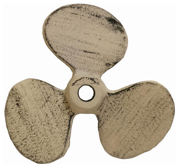 Aged White Cast Iron Propeller Paperweight 4 Beach Style