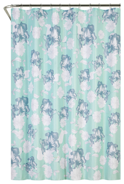 Floral Charm Printed Waffle Shower Curtain 72 X70 Mint