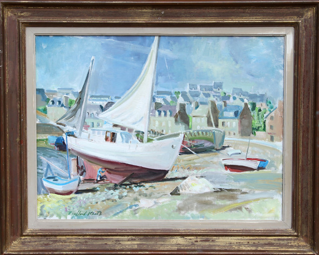 Trafford Partridge Klots, Boats on the shore in Brittany, Oil Painting