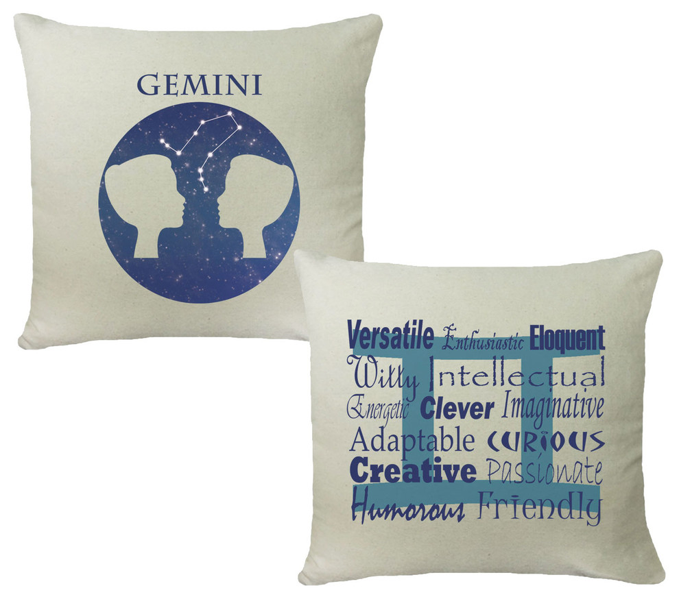 Gemini Zodiac Throw Pillow Cover Set, 16x16 White