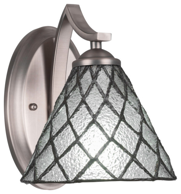 Zilo Wall Sconce Shown, Graphite Finish With 7" Diamond Ice Art Glass