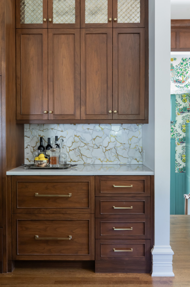 Inspiration for a transitional home bar remodel in Chicago