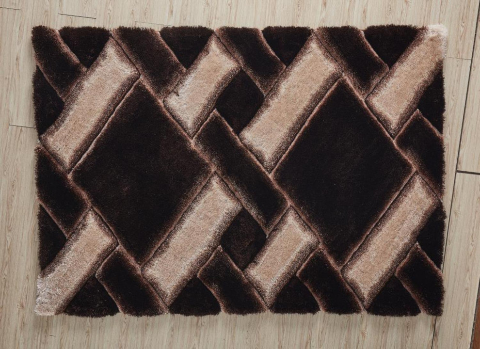 Mateos Shag Polyester Brown 8' X 10' Area Rugs MS11810 Contemporary