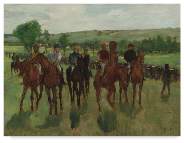 HORSES IN THE MEADOW EDGAR DEGAS FRENCH PAINTING ART REAL CANVAS GICLEE PRINT