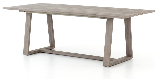 86 5 Artemisia Outdoor Dining Table Grey Teak Weathered Reclaimed Wood Better Homes And Gardens Camrose Farmhouse Trestle Based Outdoor Bench Made From Fsc Certified Eucalyptusgreat X Base Designsy Constructioneasy