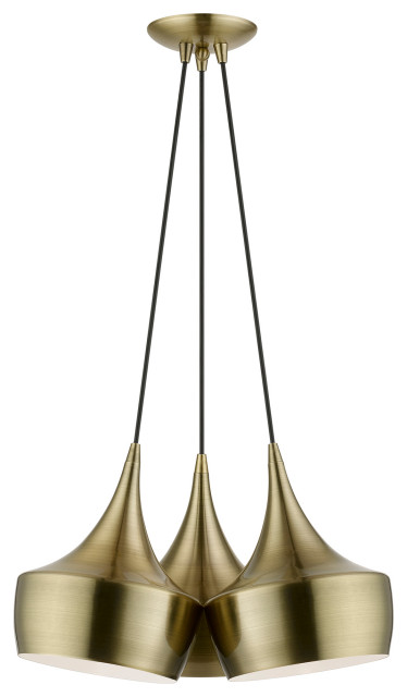 Livex Lighting 3 Light Antique Brass Cluster Pendant