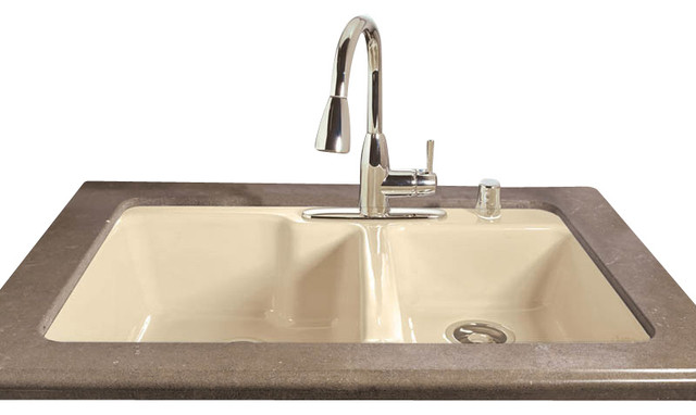 Extra Deep High Low Double Bowl Tile Edge Transitional Extra Deep High Low Double Bowl Tile Edge
