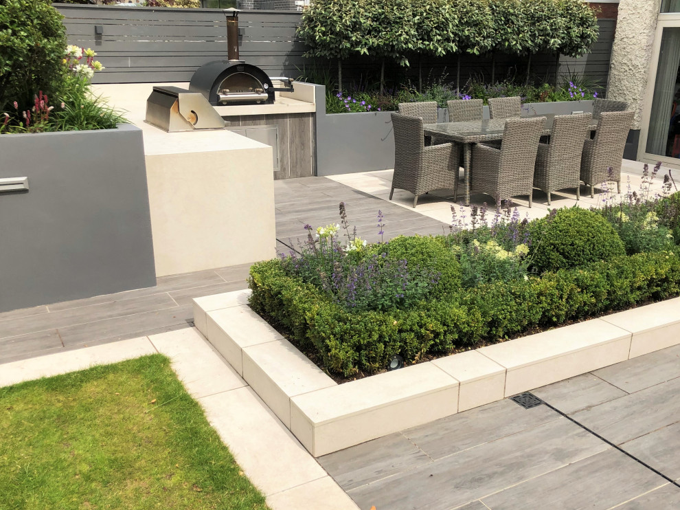 Inspiration for a mid-sized contemporary backyard landscaping in Dublin.