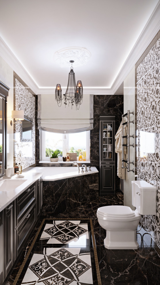 Черно-белая ванная