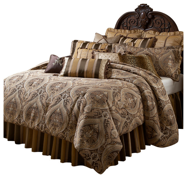 Aico Michael Amini Lucerne 13 Piece King Comforter Set Gold