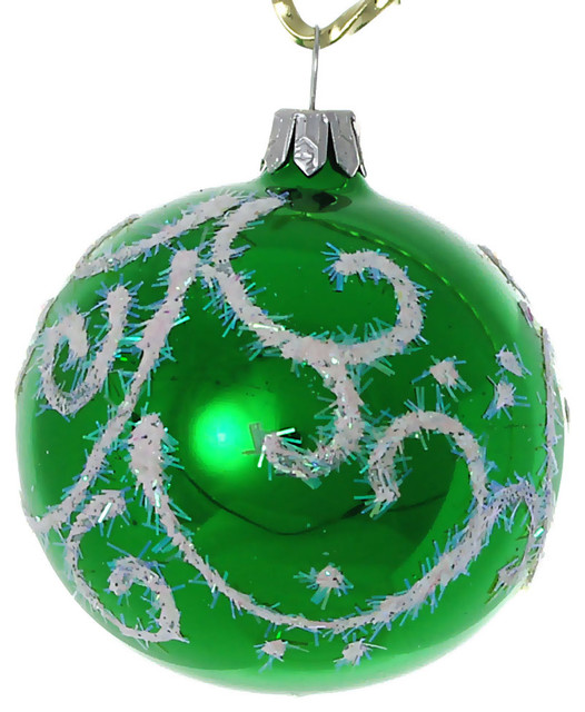 shine glass christmas ball ornament green glossy shine glass christmas ball ornament green glossy