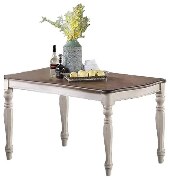 Oni 7 Piece Dining Set, White Wood Finish French Country Dining